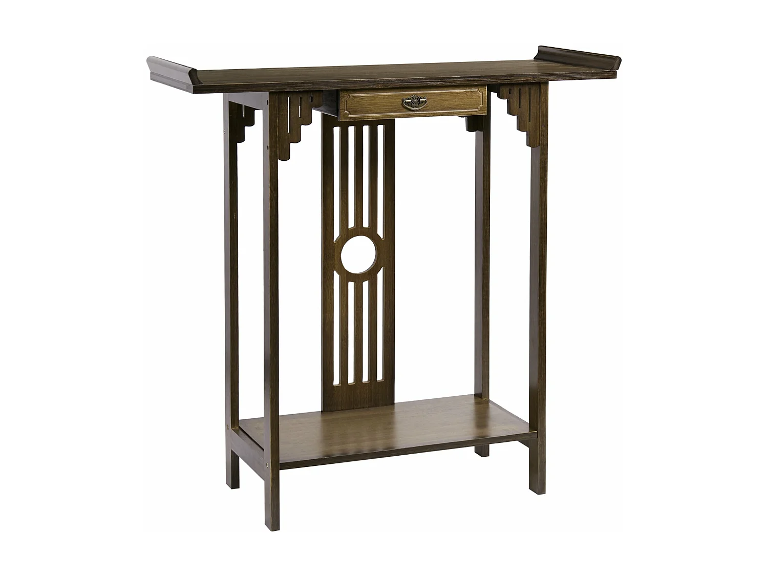 Table console en bois table d'entrée rétro avec étagère pour salon entrée couloir 81.5x31.2x82.8cm