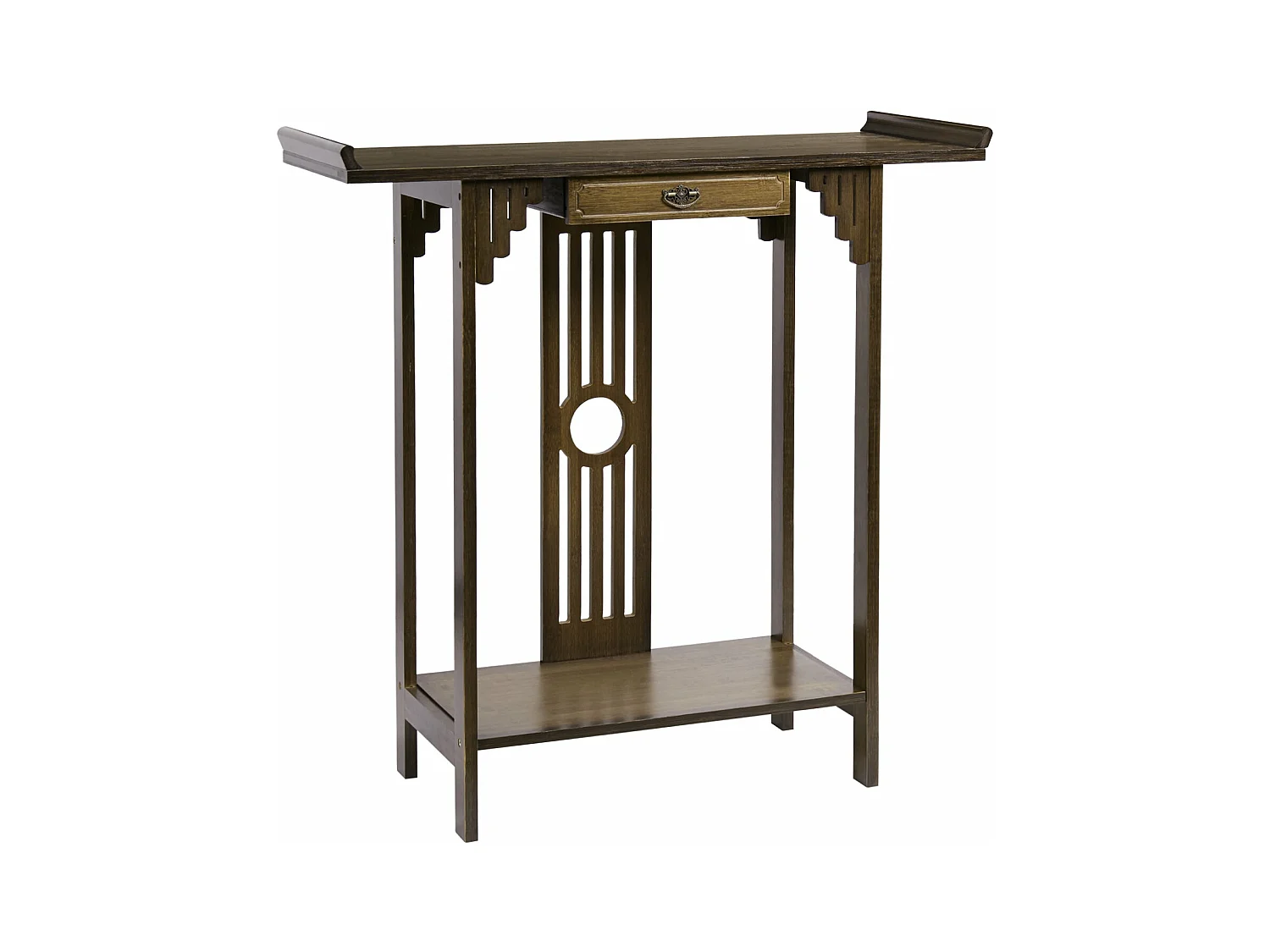 Table console en bois table d'entrée rétro avec étagère pour salon entrée couloir 81.5x31.2x82.8cm