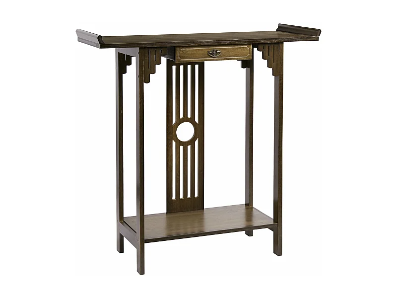 Table console en bois table d'entrée rétro avec étagère pour salon entrée couloir 81.5x31.2x82.8cm