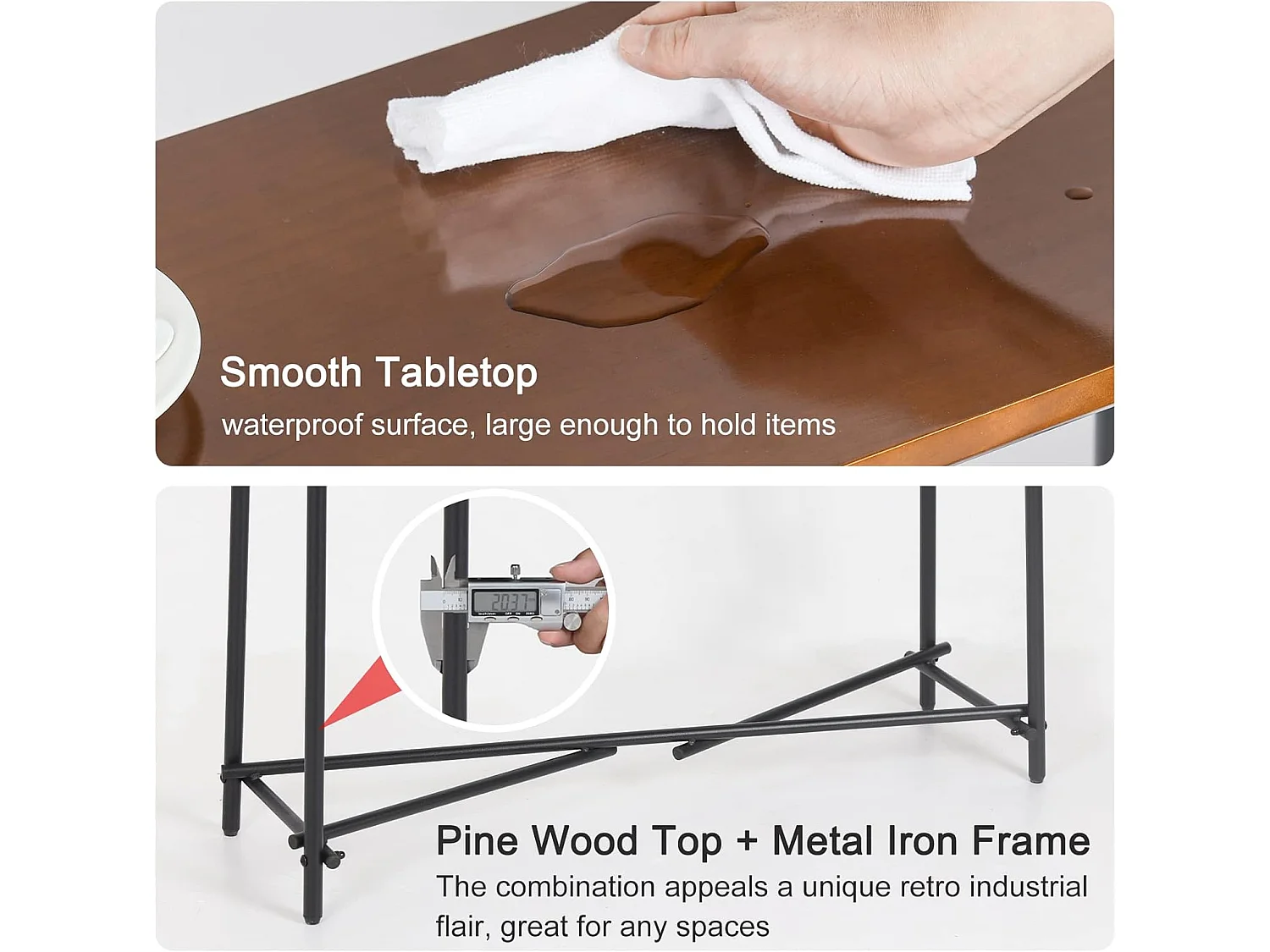 Table console entrée en bois et métal pour salon bureau chambre 100x30x76cm