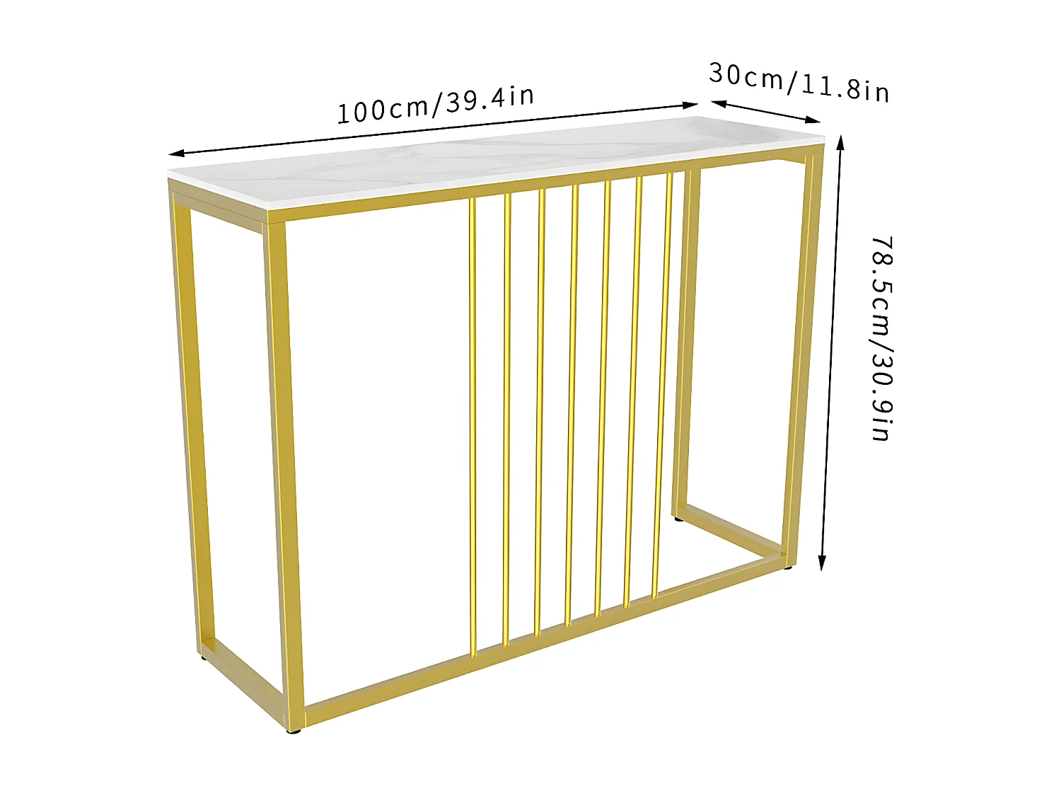 Table console entree en marbre blanche cadre en fer pour salon, entrée, couloir 100x30x78.5cm