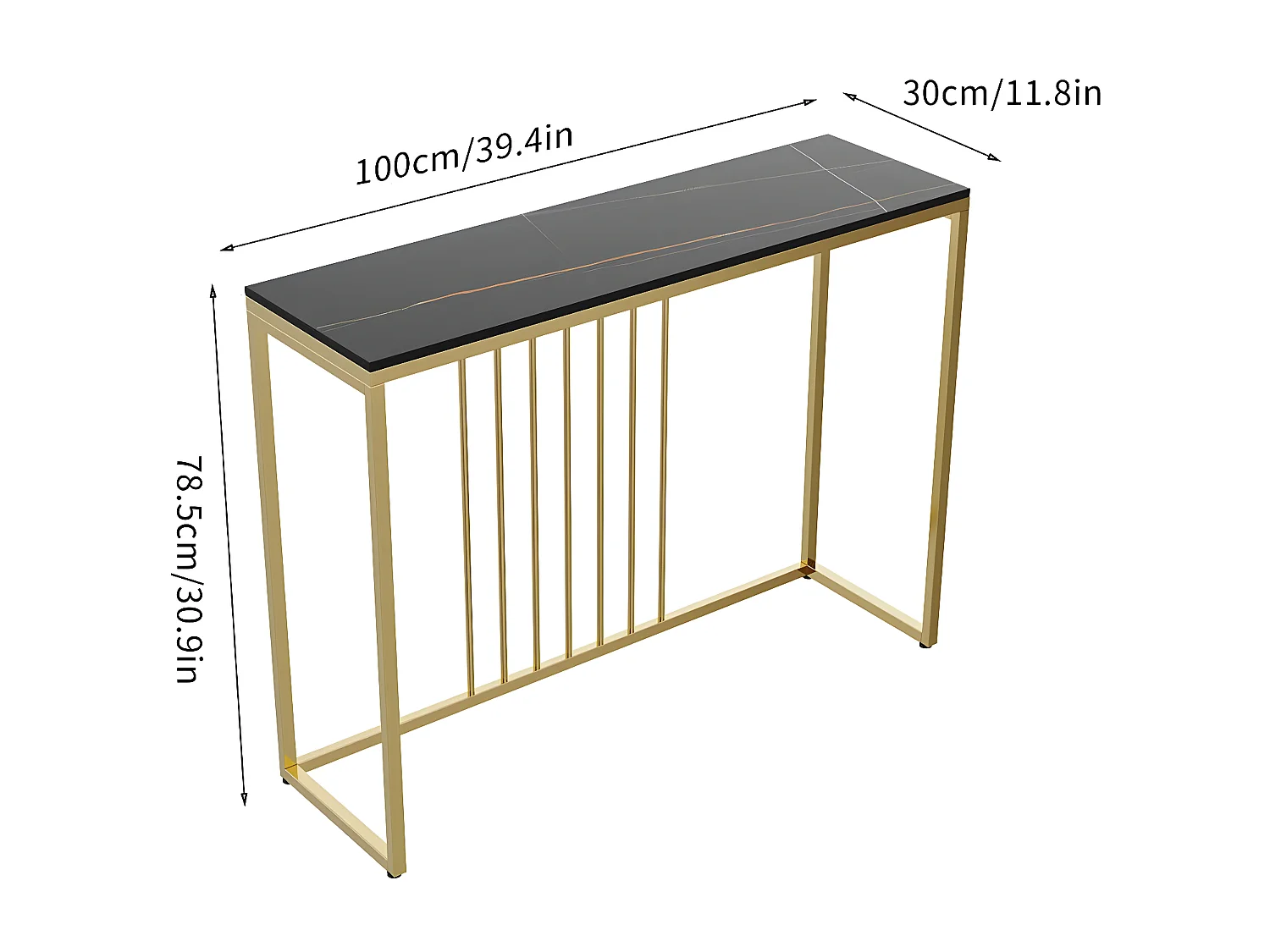 Table console entrée en marbre pour salon couloir 100x30x78 cm