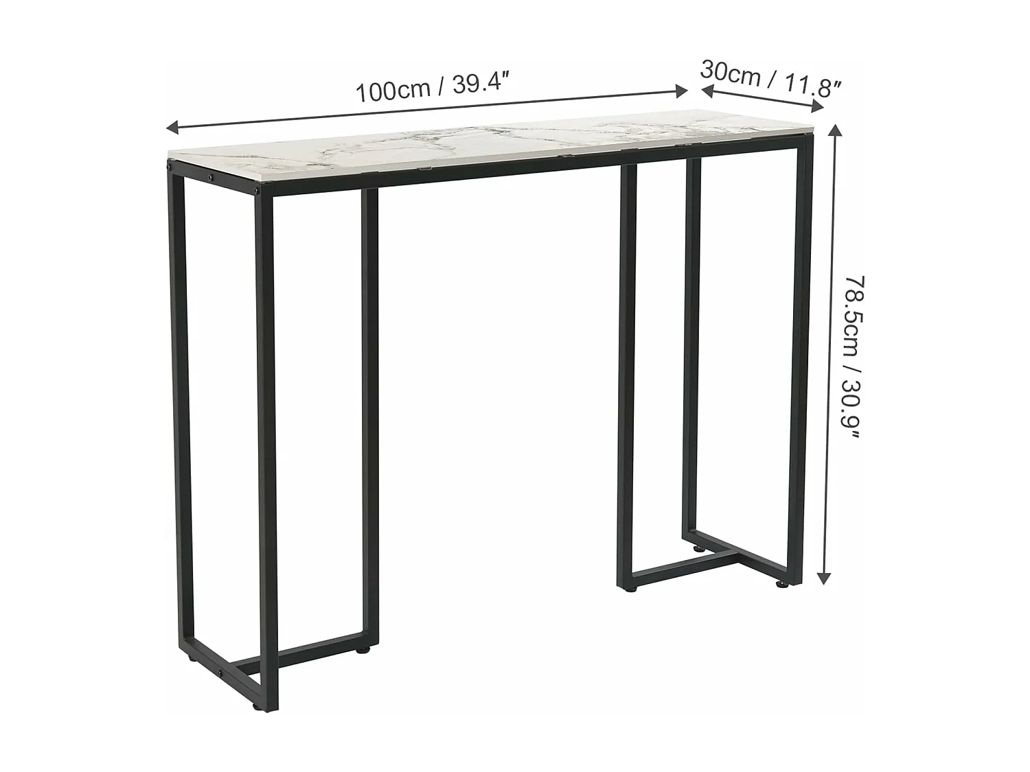 Table console entree en marbre scandinave pour salon entrée couloir 100x30x78.5cm
