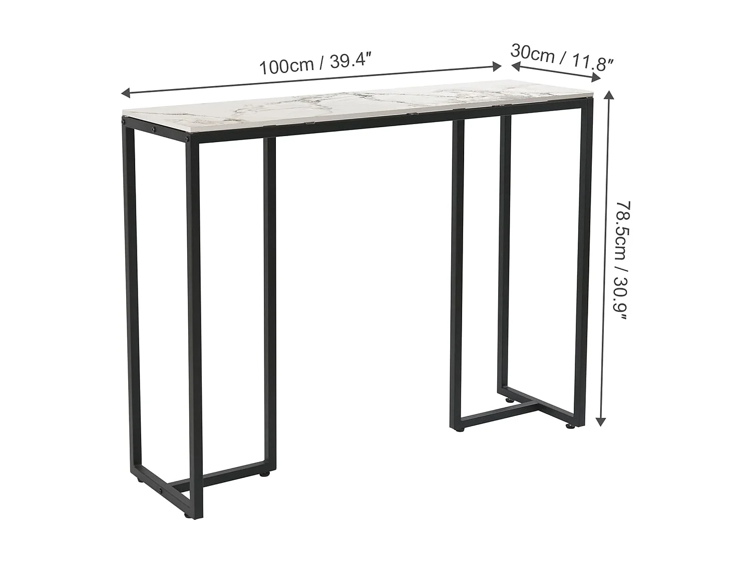 Table console entree en marbre scandinave pour salon entrée couloir 100x30x78.5cm