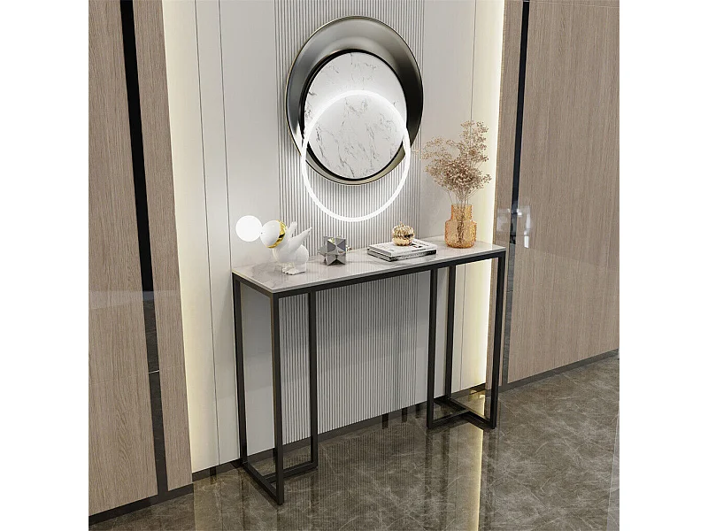 Table console entree en marbre scandinave pour salon entrée couloir 100x30x78.5cm