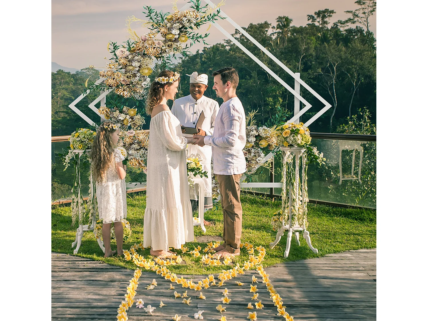 Arche de mariage arc de ballon métal double carré anniversaire photo de fleur métallique cercle cérémonie 208x145x51cm