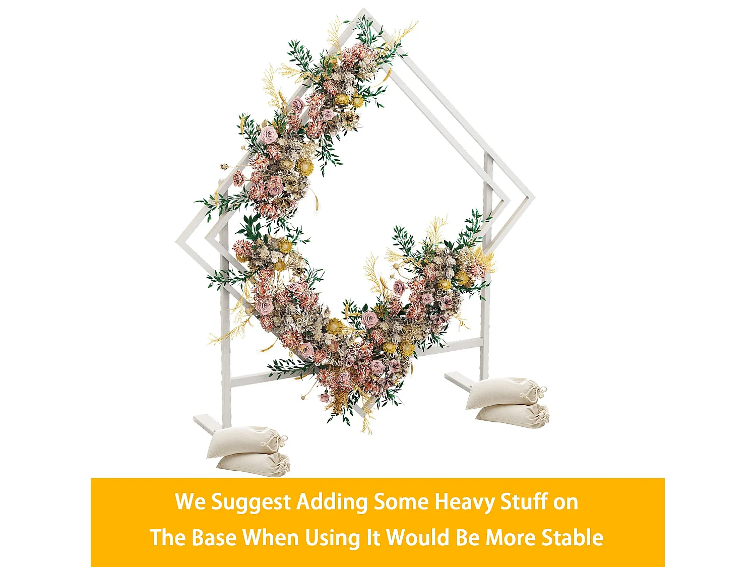 Arche de mariage arc de ballon métal double carré anniversaire photo de fleur métallique cercle cérémonie 208x145x51cm