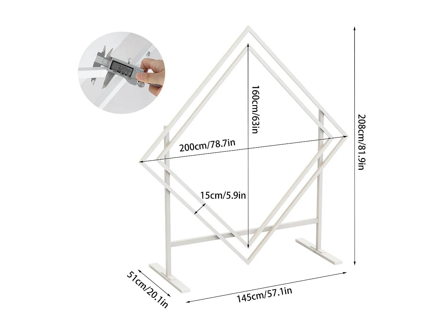 Arche de mariage arc de ballon métal double carré anniversaire photo de fleur métallique cercle cérémonie 208x145x51cm