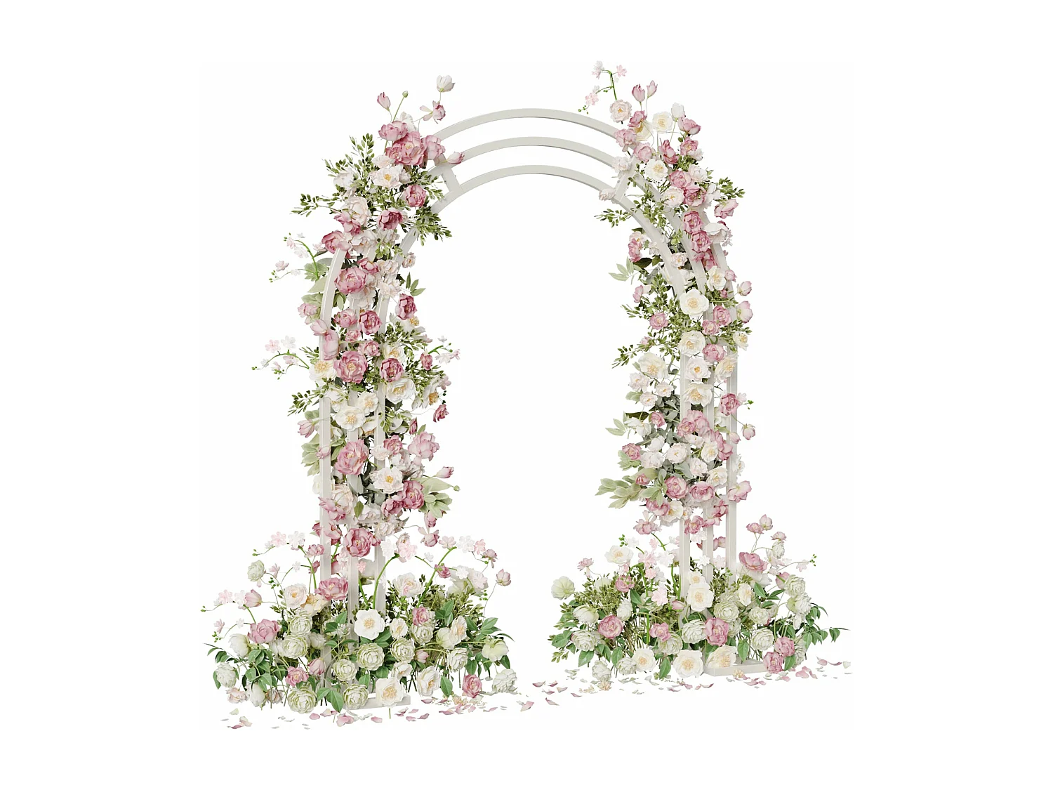 Arche de mariage de ballon anniversaire photo de fleur ronde métallique cercle triple jardin cérémonie photographie fête 200x260x60cm