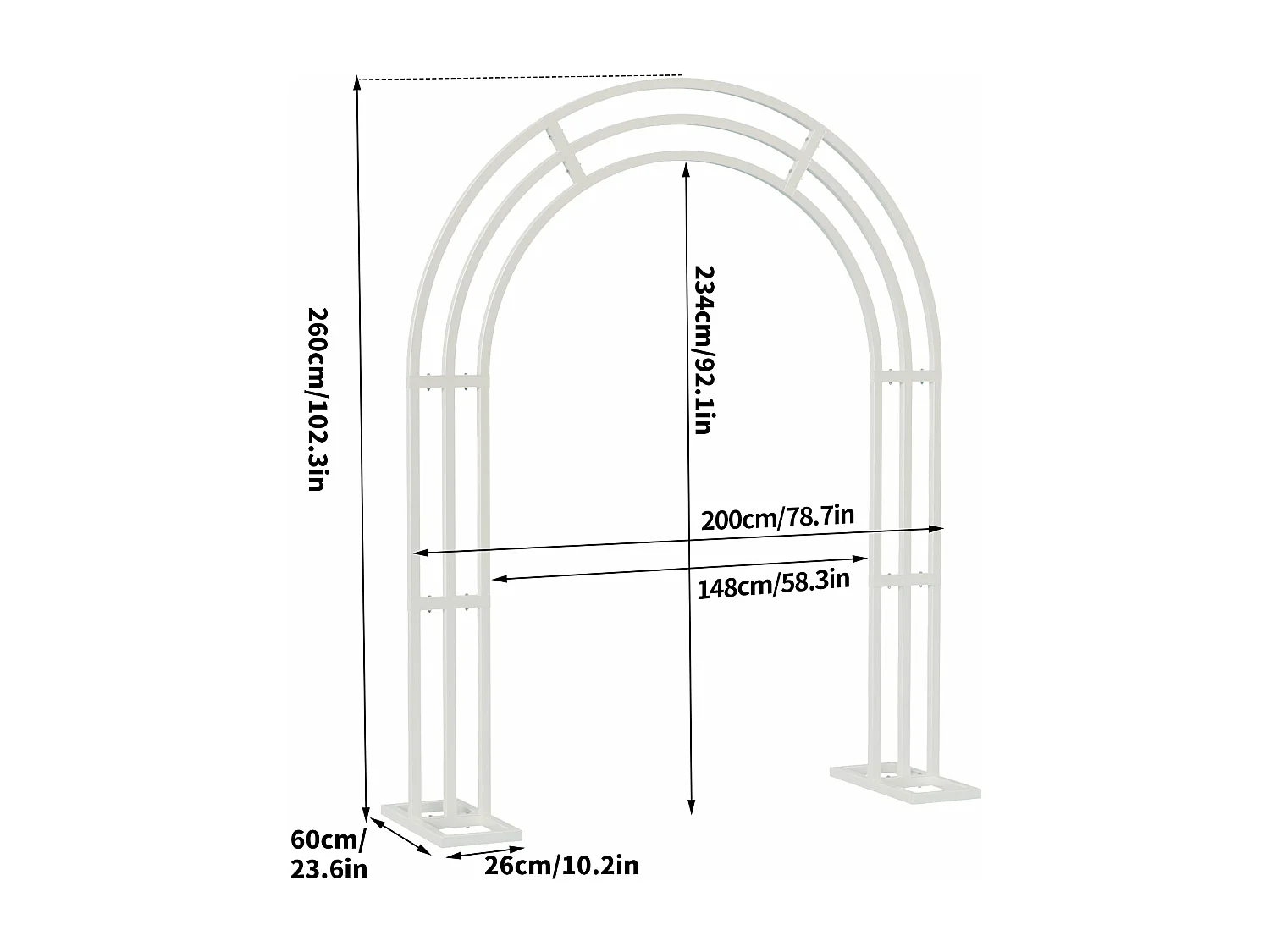 Arche de mariage de ballon anniversaire photo de fleur ronde métallique cercle triple jardin cérémonie photographie fête 200x260x60cm