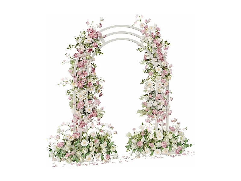 Arche de mariage de ballon anniversaire photo de fleur ronde métallique cercle triple jardin cérémonie photographie fête 200x260x60cm