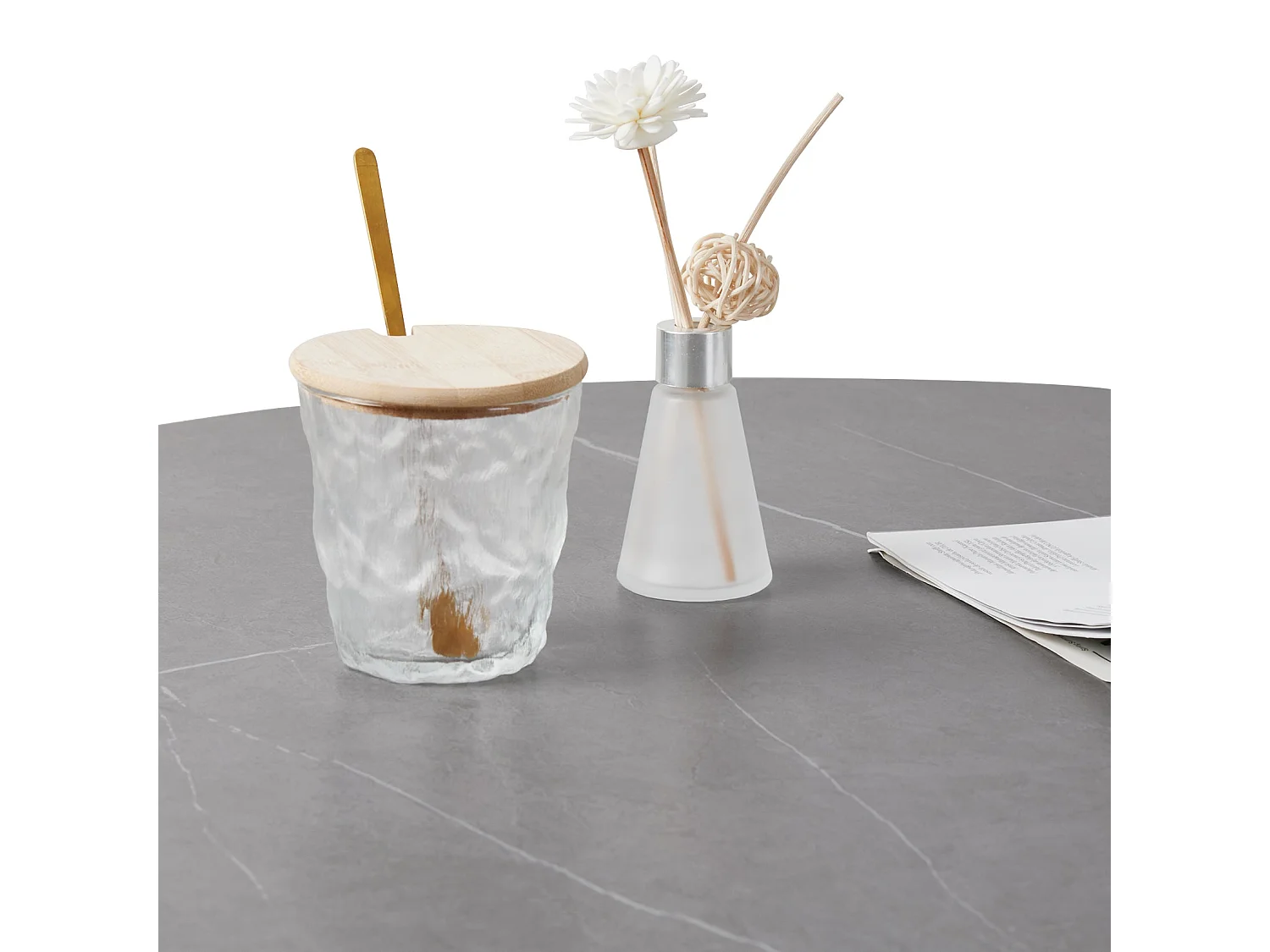 Table basse gigogne ronde marbre salon en pierre frittée lot de 2 design marbre 80x80x40cm / 45x45x50cm