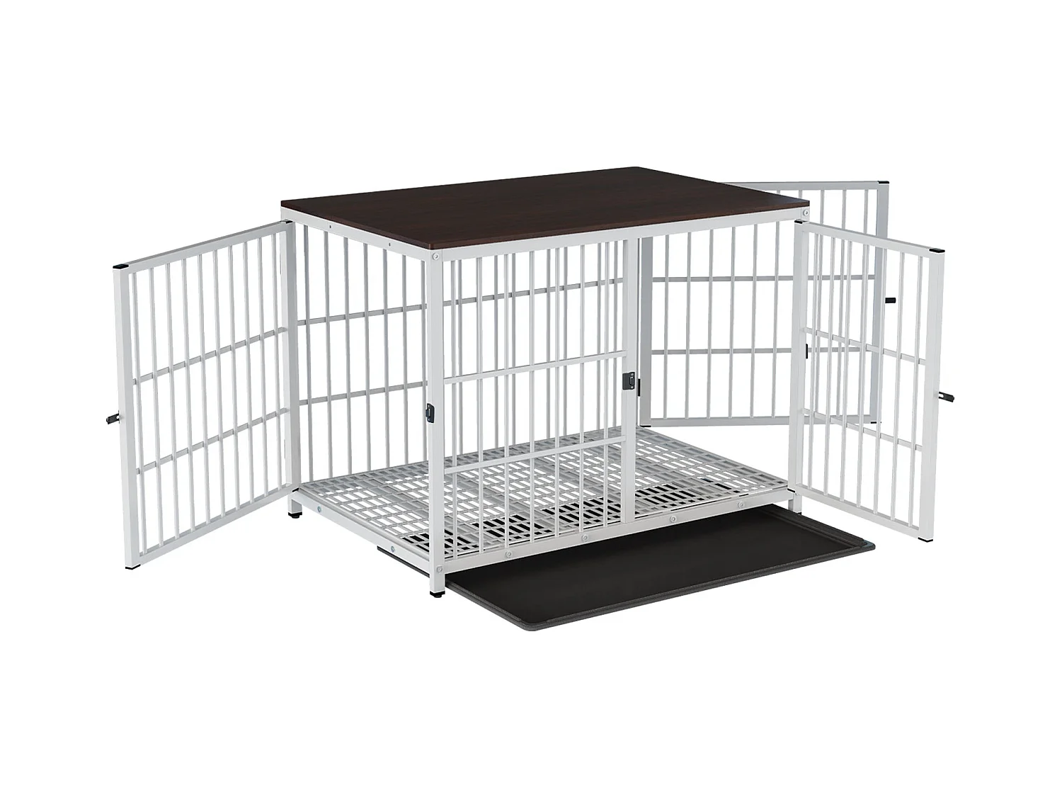 Cage chien grande taille caisse pour grand chien interieur maison meuble cages chiens avec 3 porte 108x72x81cm