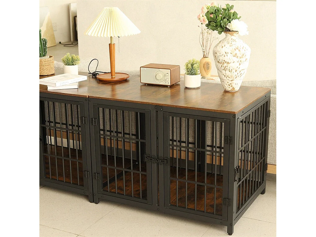 Gabbia per cani con 3 porte interne, grande gabbia XXL per cani con vassoio rimovibile 90x62x68cm