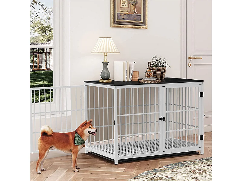 Gaiola grande para cães de interior, caixa de madeira para cães, móveis para casa, gaiolas para cães com 3 portas, 92 x 75 x 64 cm