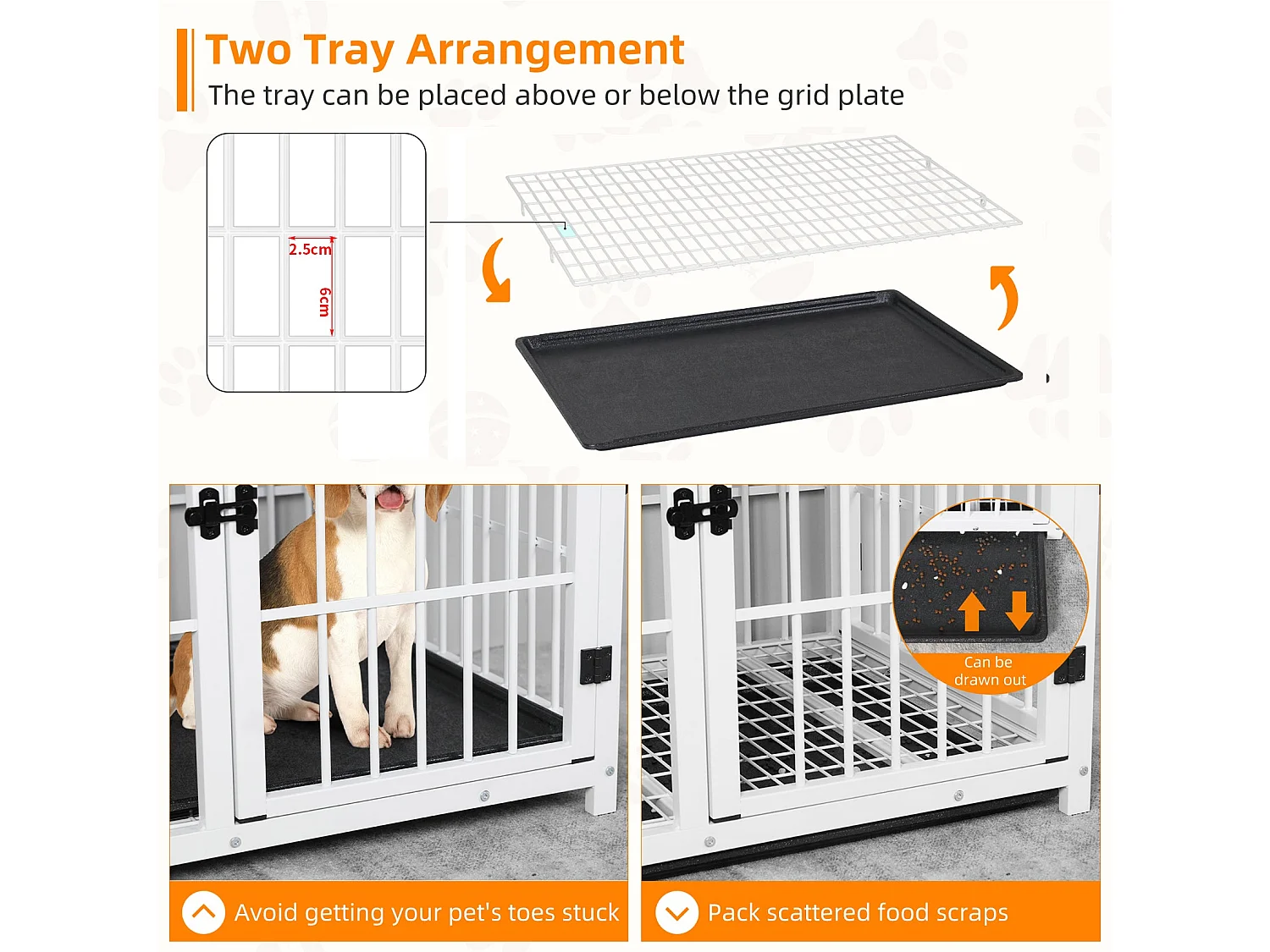 Cage chien interieur grande taille caisse pour grand chien en bois maison meuble cages chiens avec 3 porte 92x75x64cm