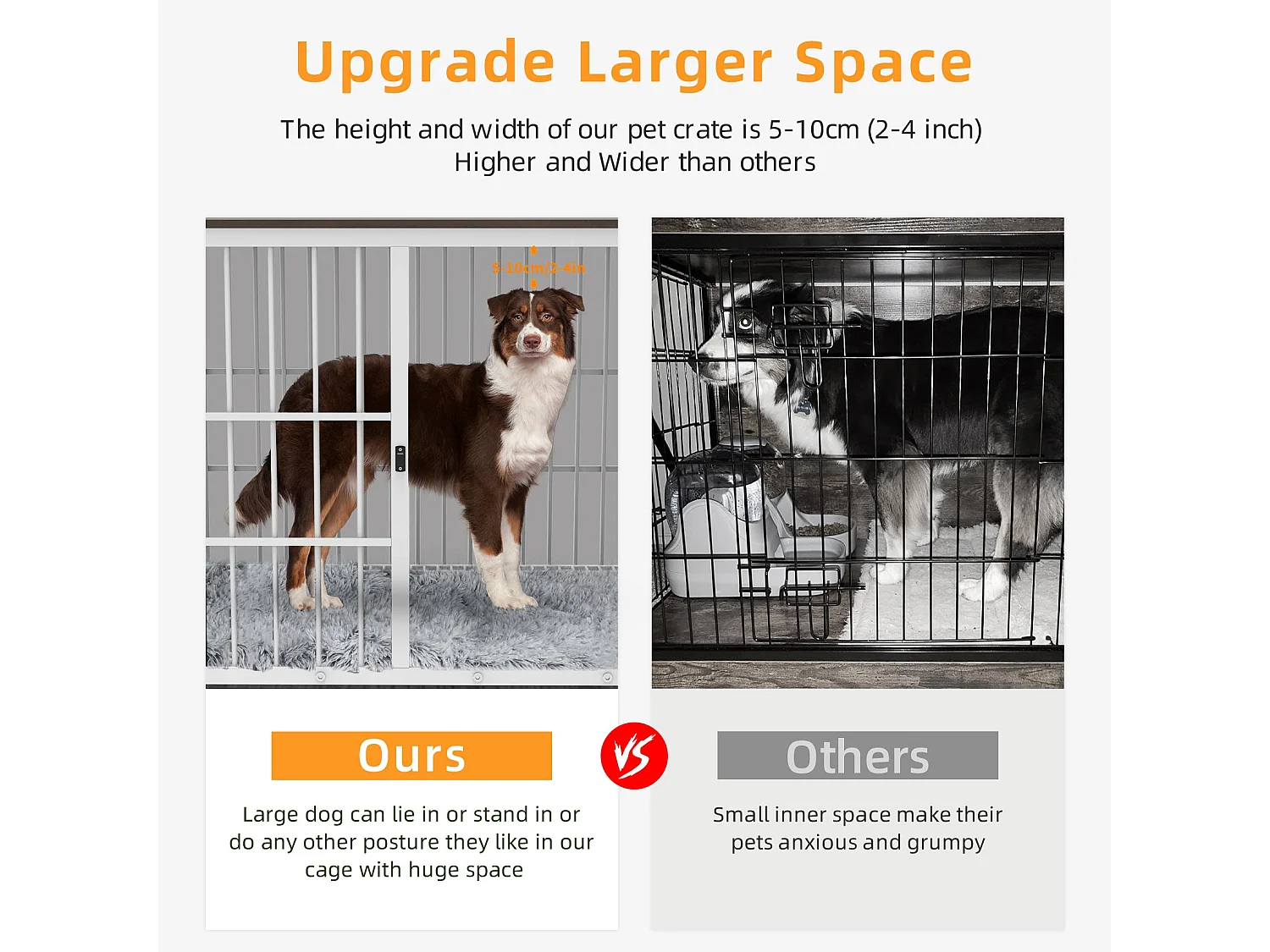 Cage chien interieur grande taille caisse pour grand chien en bois maison meuble cages chiens avec 3 porte 92x75x64cm