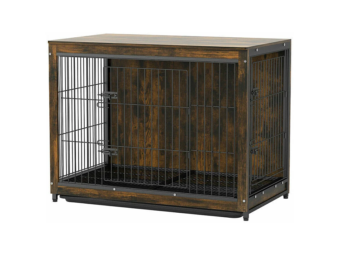 Industrieller Hundekäfig aus Holz, großer Hundekäfig, Katzen, Kaninchen, Industriemöbel für den Innenbereich, 97 x 59 x 75 cm