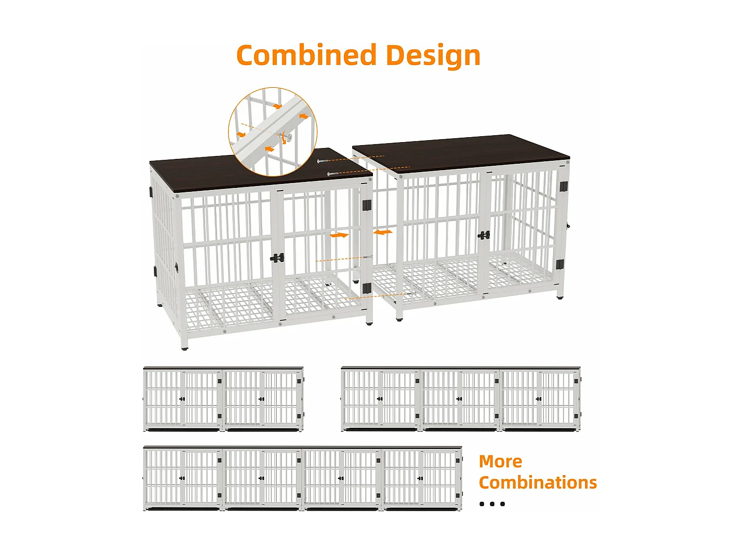 Cage pour chien interieur grande taille caisse pour grand chien meuble maison cages chiens avec 3 porte 78x56x65cm