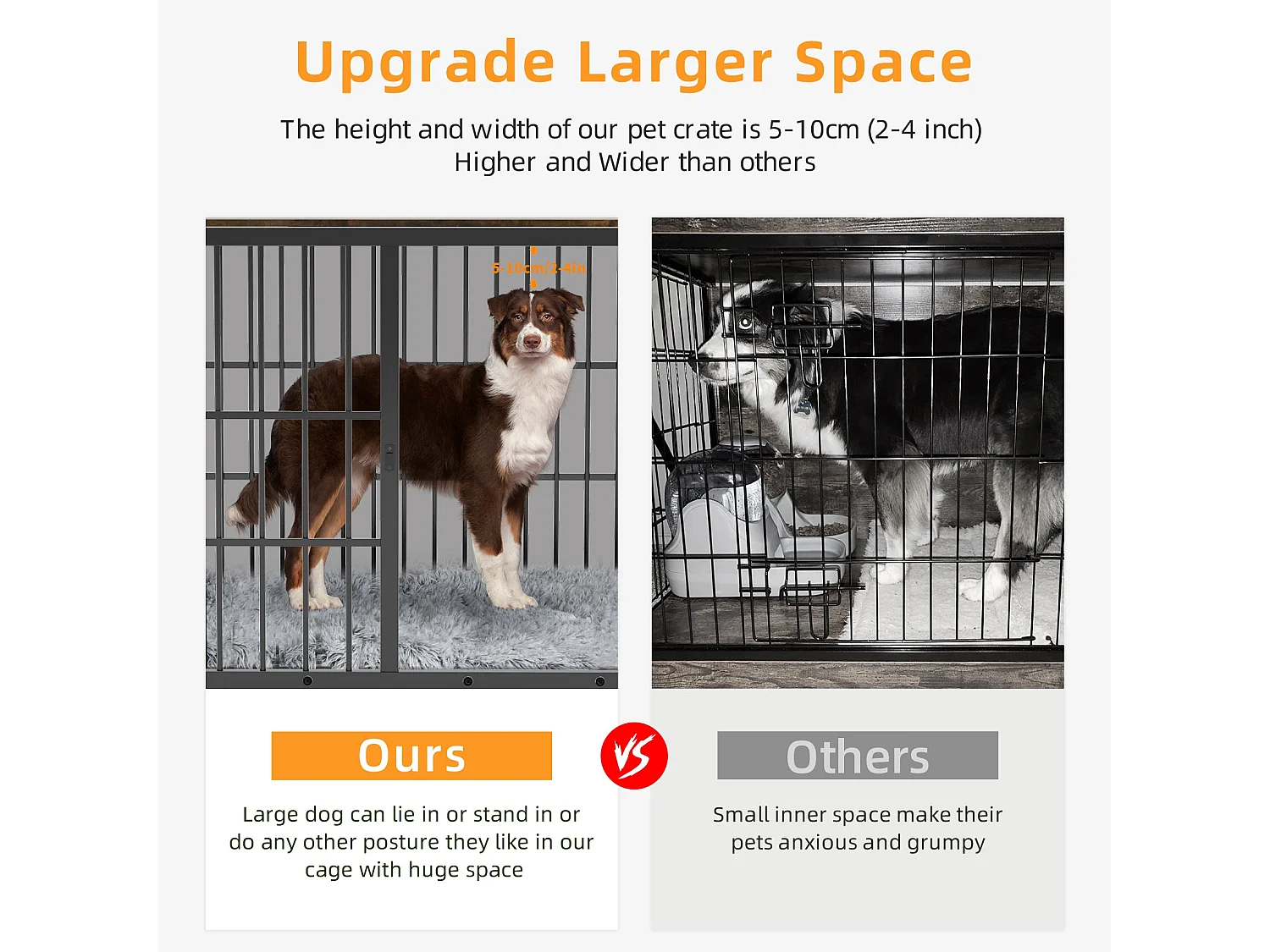 Cage chien caisse pour grand chien interieur maison meuble cages chiens en bois avec 3 porte 78x56x65cm