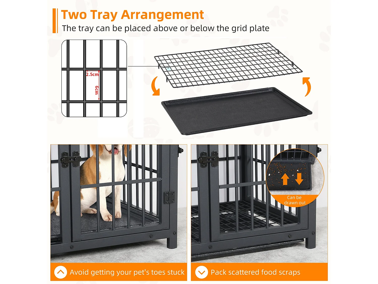 Cage chien interieur grande taille caisse en bois pour grand chien maison meuble cages chiens  avec 3 porte 92x75x64cm