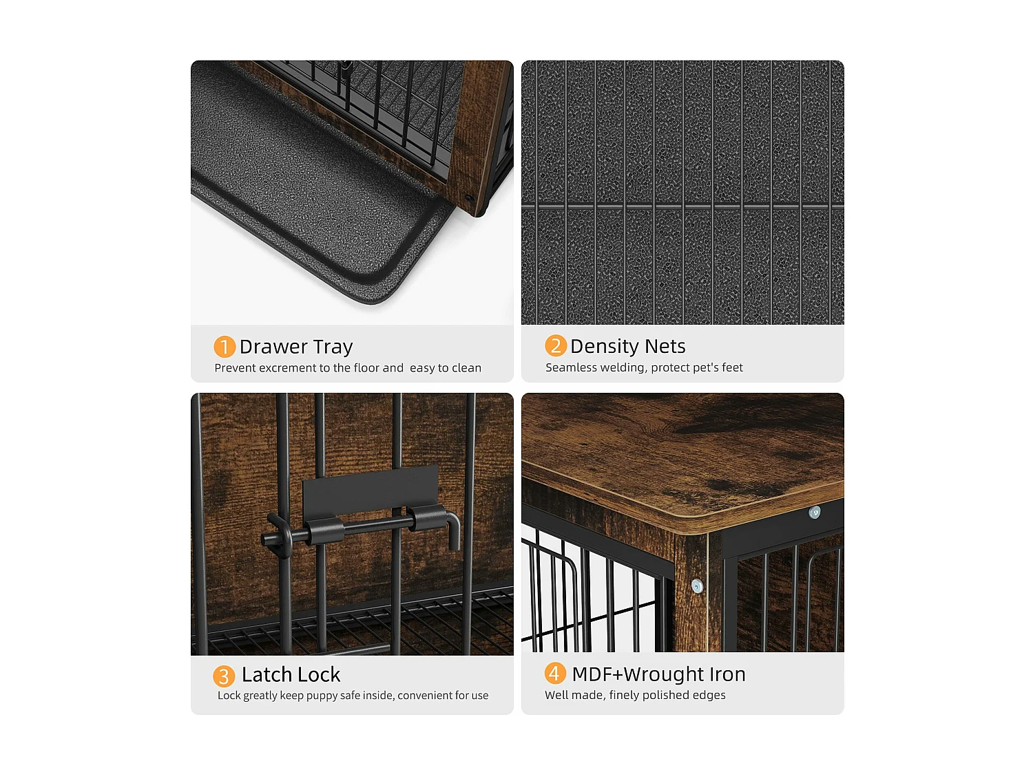 Gabbia per cani da interno in legno per cani gatti conigli arredamento industriale 80x57x71cm