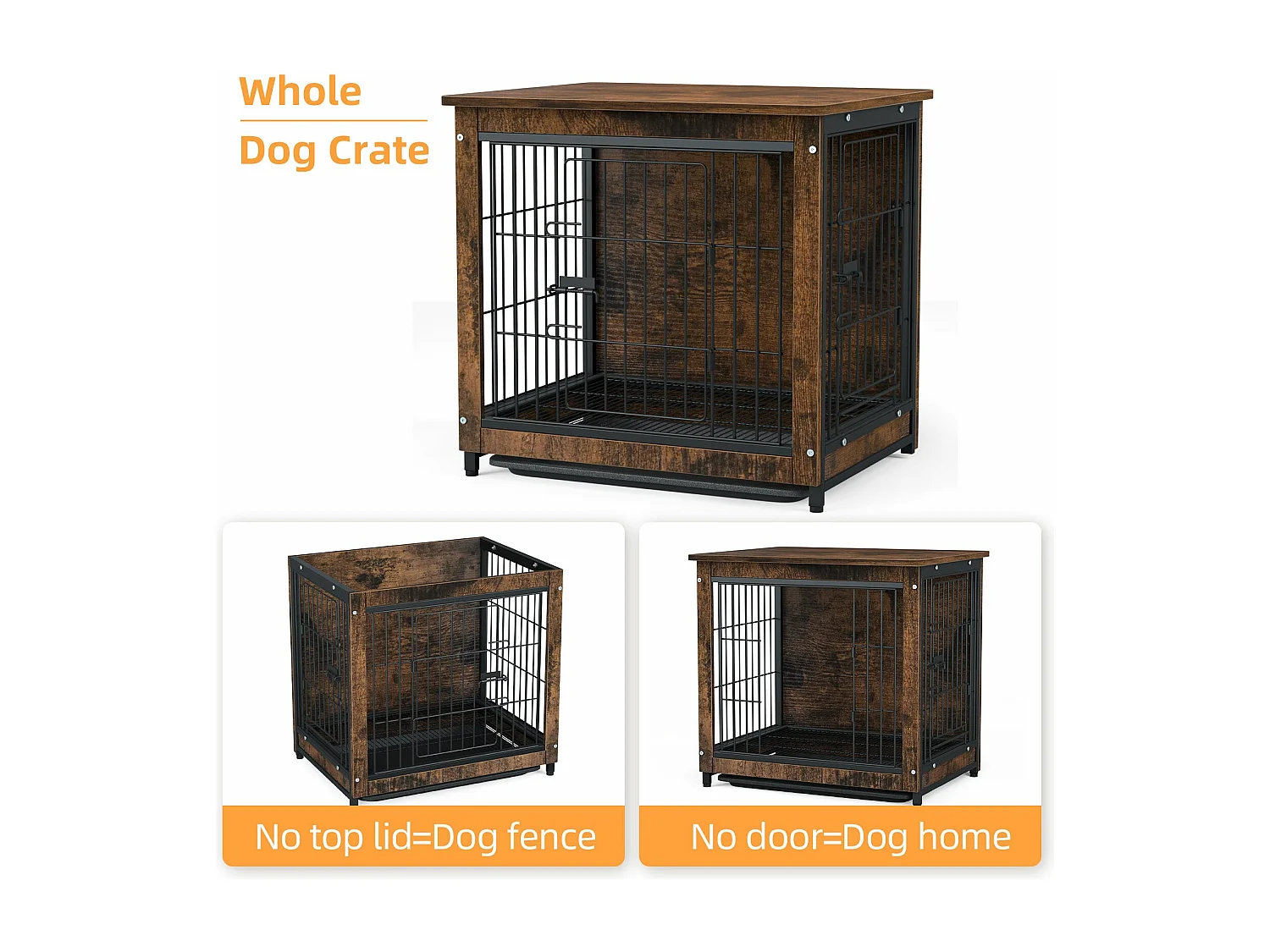 Gabbia per cani da interno in legno per cani gatti conigli arredamento industriale 80x57x71cm