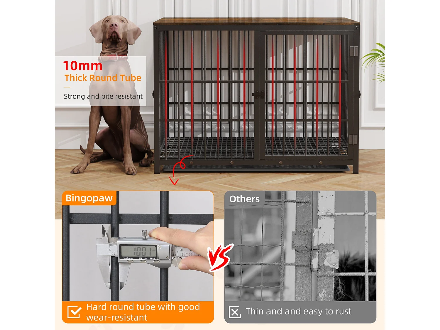 Cage pour chien interieur grande taille caisse pour grand chien meuble maison cages chiens avec 3 porte 78x56x65cm