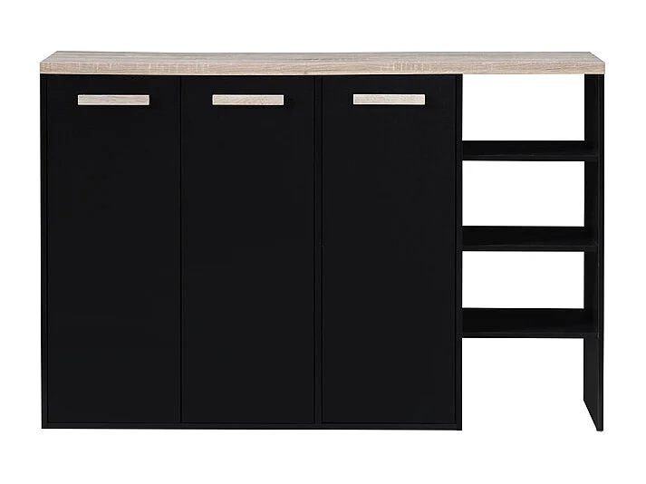 Meuble à chaussures 3 portes et 3 niches - Noir et Naturel clair - SKAIDO