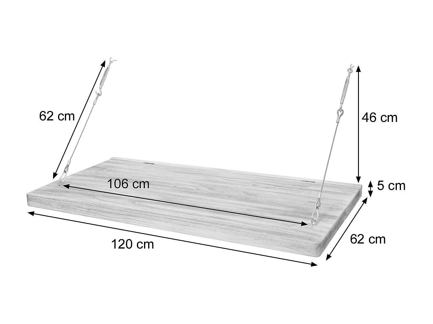 Table murale MCW-H48,  120x60cm