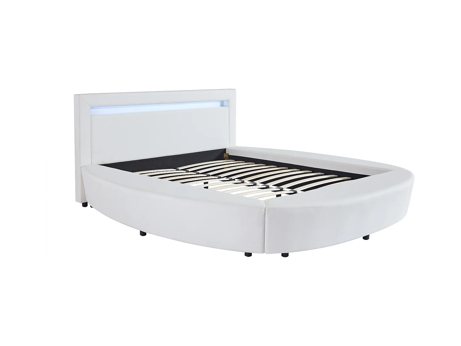 Bed ABULIS II - 160 x 200 cm - Wit kunstleer met ledverlichting