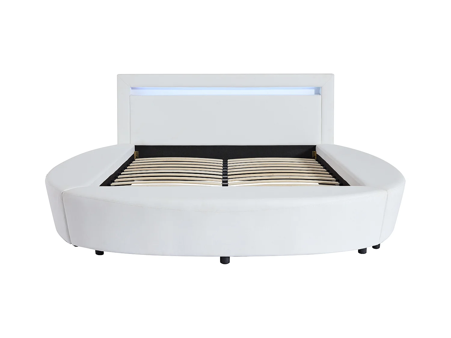 Bed ABULIS II - 160 x 200 cm - Wit kunstleer met ledverlichting
