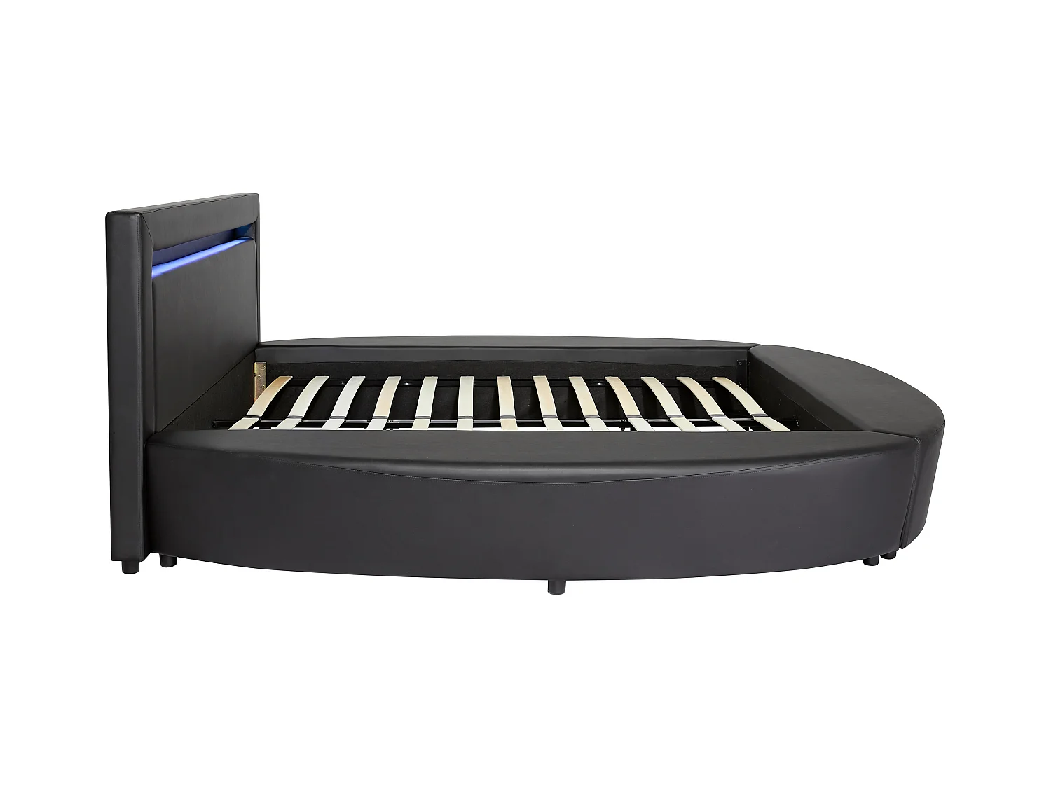 Lit rond 160 x 200 cm - Avec LEDs - Simili - Noir - ABULIS III