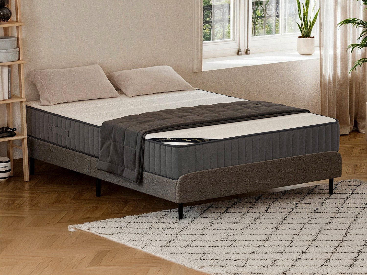 Matelas 200 x 200 cm hybride ressorts ensachés 7 zones et mousse haute résilience ép.26cm - AUDACE de PALACIO
