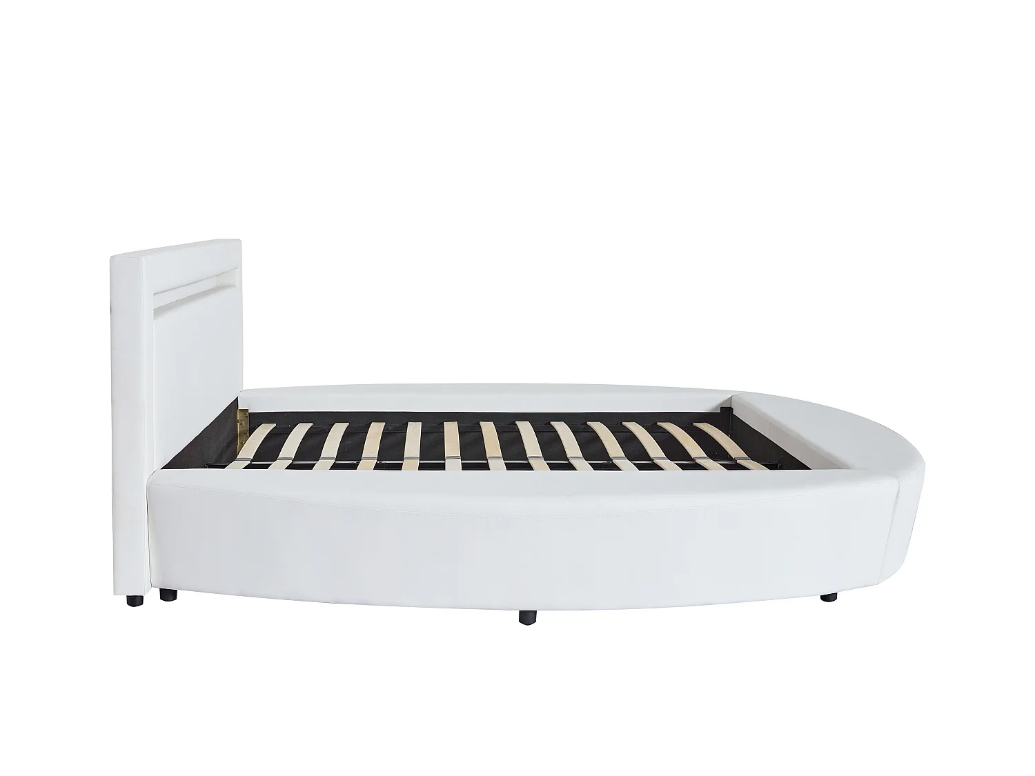 Rund seng 180 x 200 cm - Med LED-lys - Kunstlær - Hvit - ABULIS III