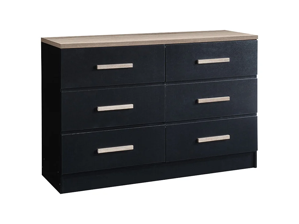 Cómoda 6 cajones - Negro y natural - SKAIDO