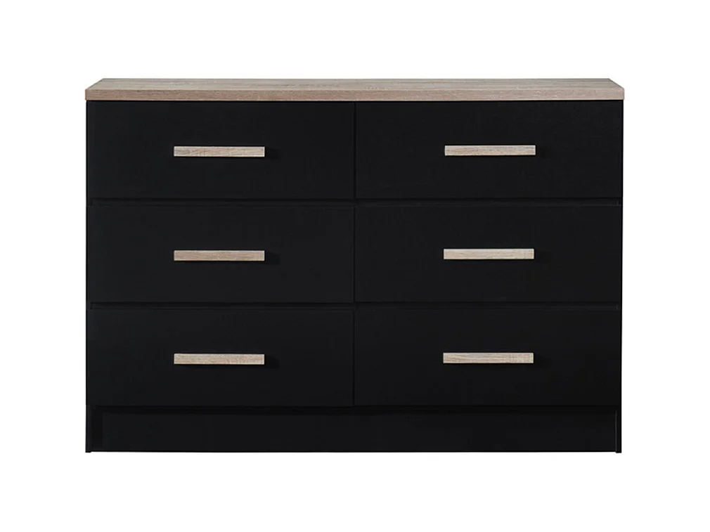 Cómoda 6 cajones - Negro y natural - SKAIDO