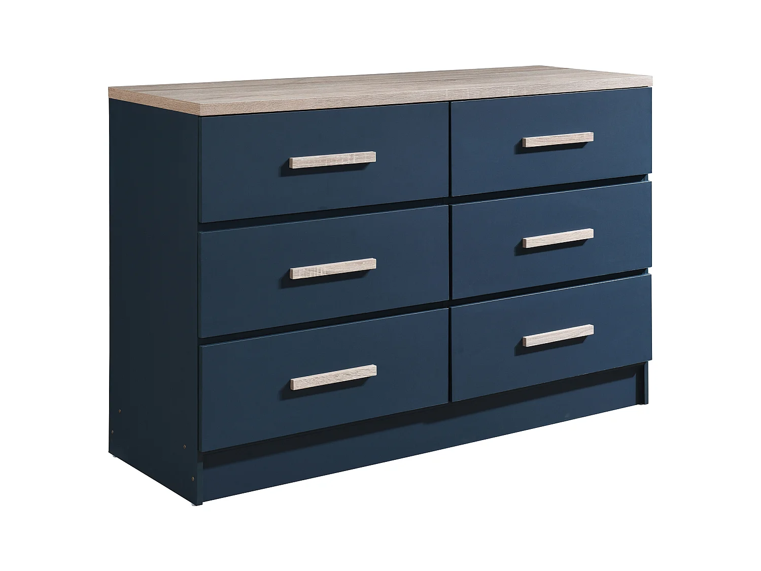 Kommode med 6 skuffer - Blå og naturlig - SKAIDO