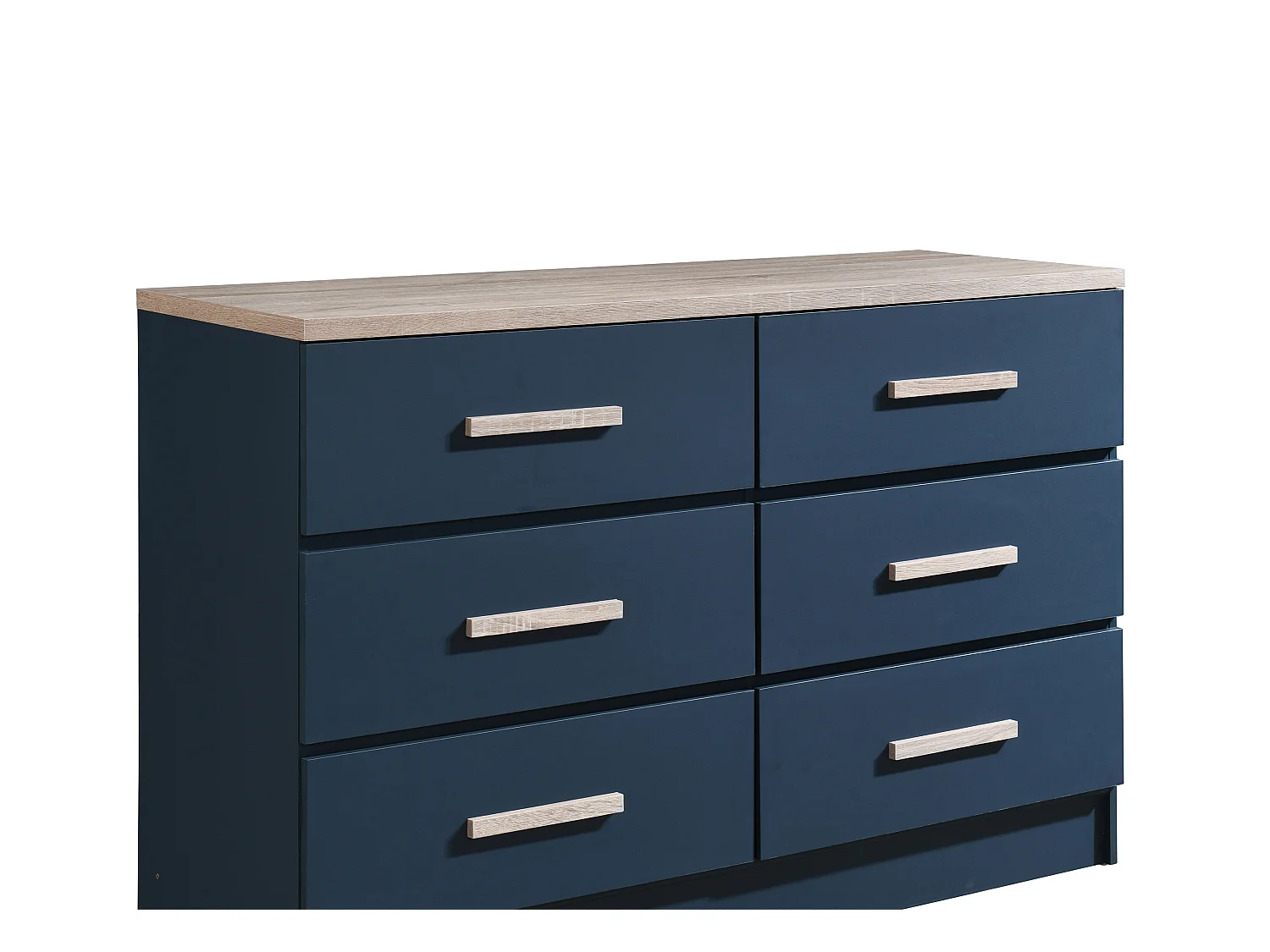 Kommode med 6 skuffer - Blå og naturlig - SKAIDO