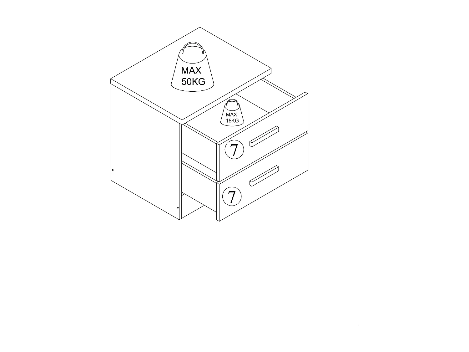 Sängbord med 2 lådor - Svart och natur - SKAIDO