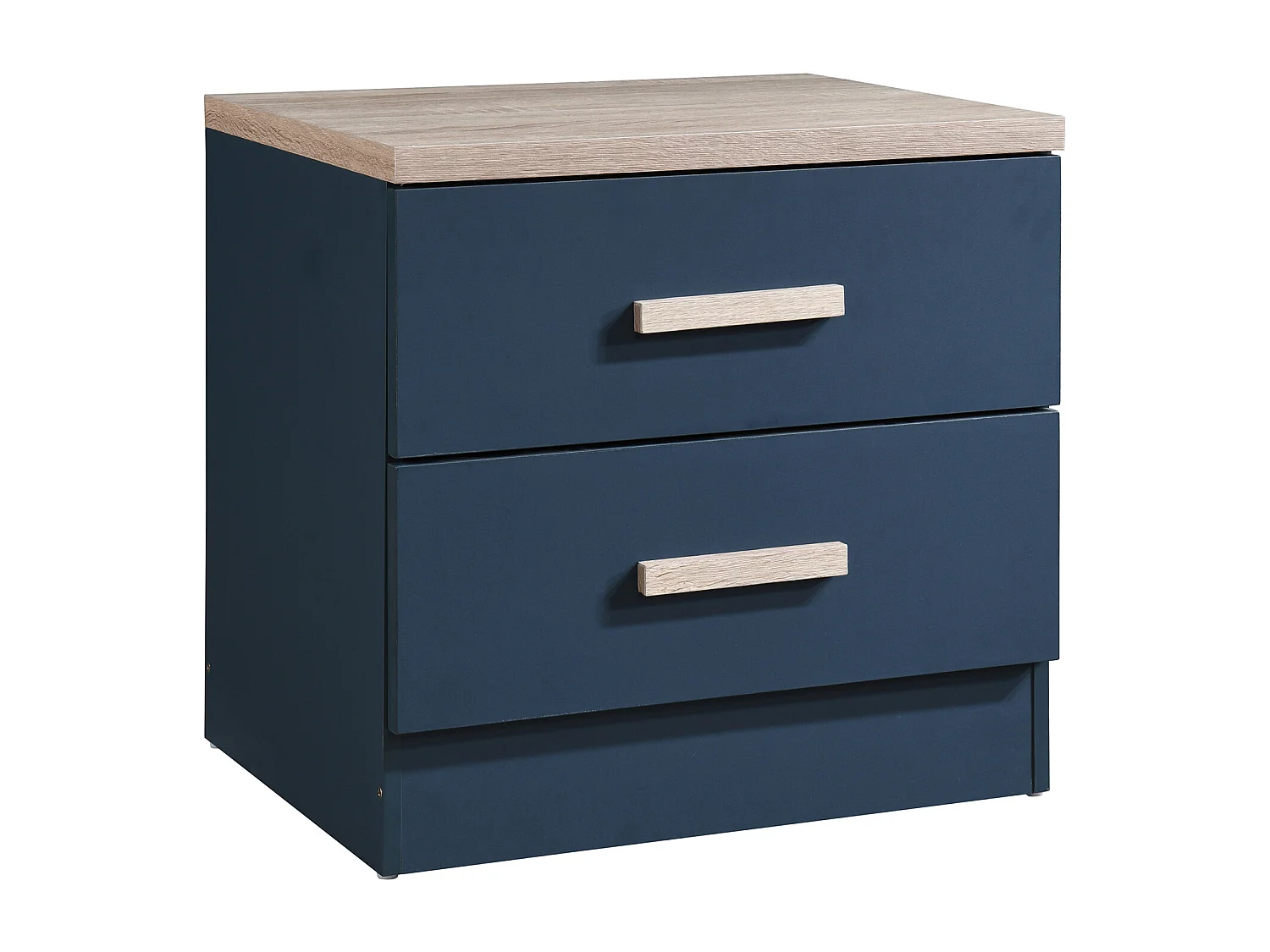 Table de chevet avec 2 tiroirs - Bleu et naturel - SKAIDO