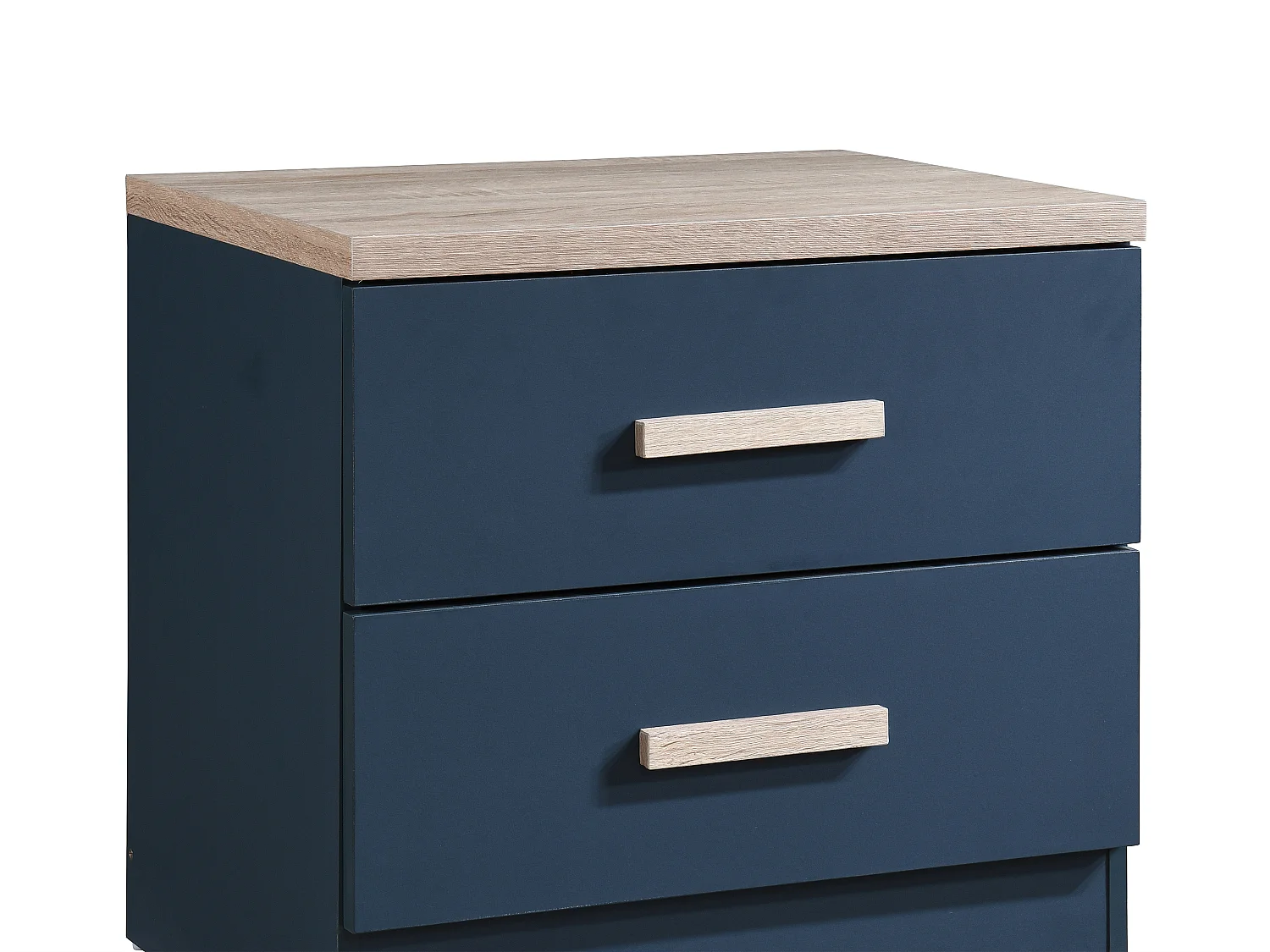 Table de chevet avec 2 tiroirs - Bleu et naturel - SKAIDO