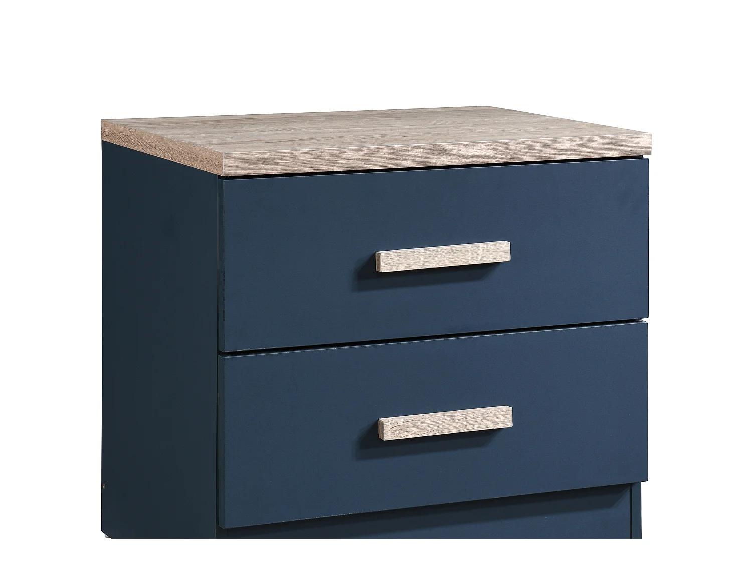 Mesa de noche con 2 cajones - Azul y natural - SKAIDO
