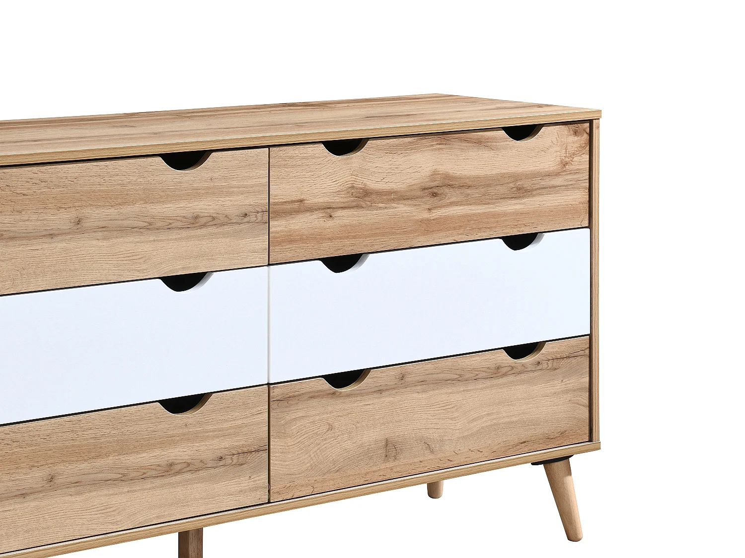 Byrå med 6 lådor - Färg: Natur och vit - LURVIA