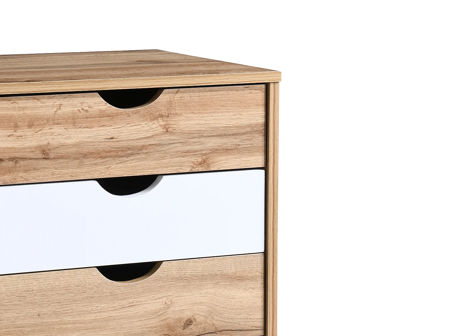 Nachttisch mit 3 Schubladen - Holzfarben & Weiß - LURVIA