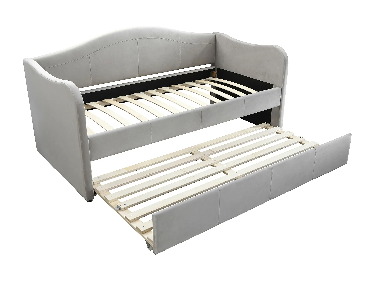 Cama banco dupla 2x90x190 cm veludo cinza-claro - MATHILDE