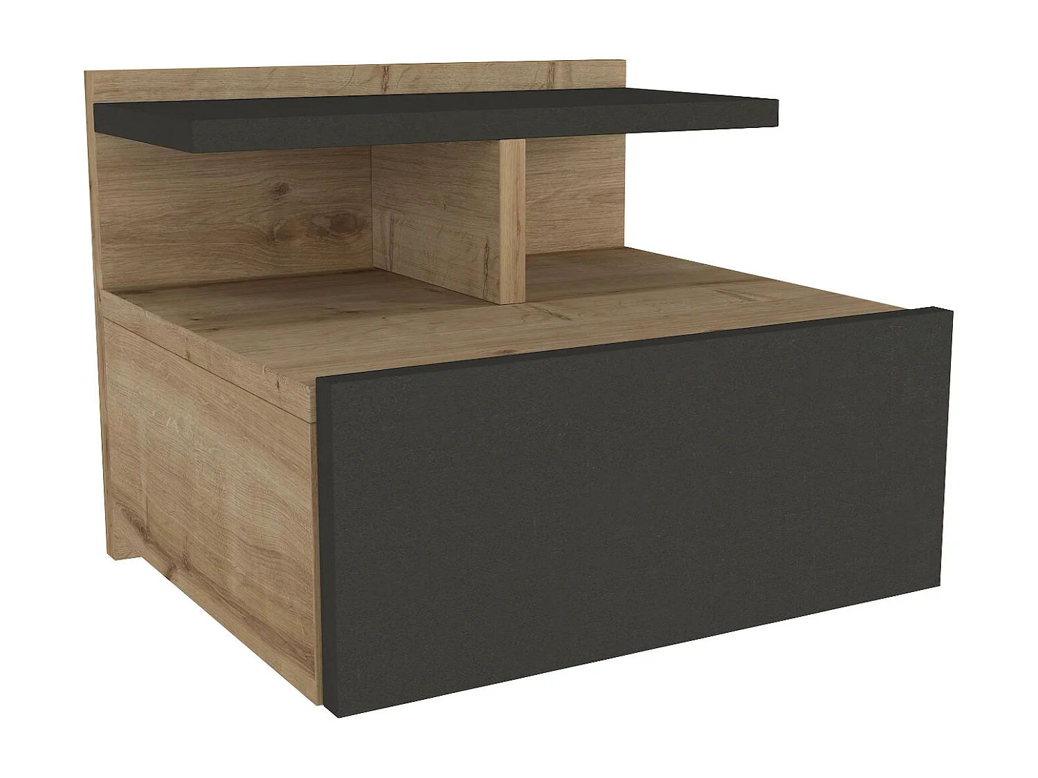 Table de chevet suspendue - 1 tiroir - Coloris : Naturel et anthracite - AZELNO