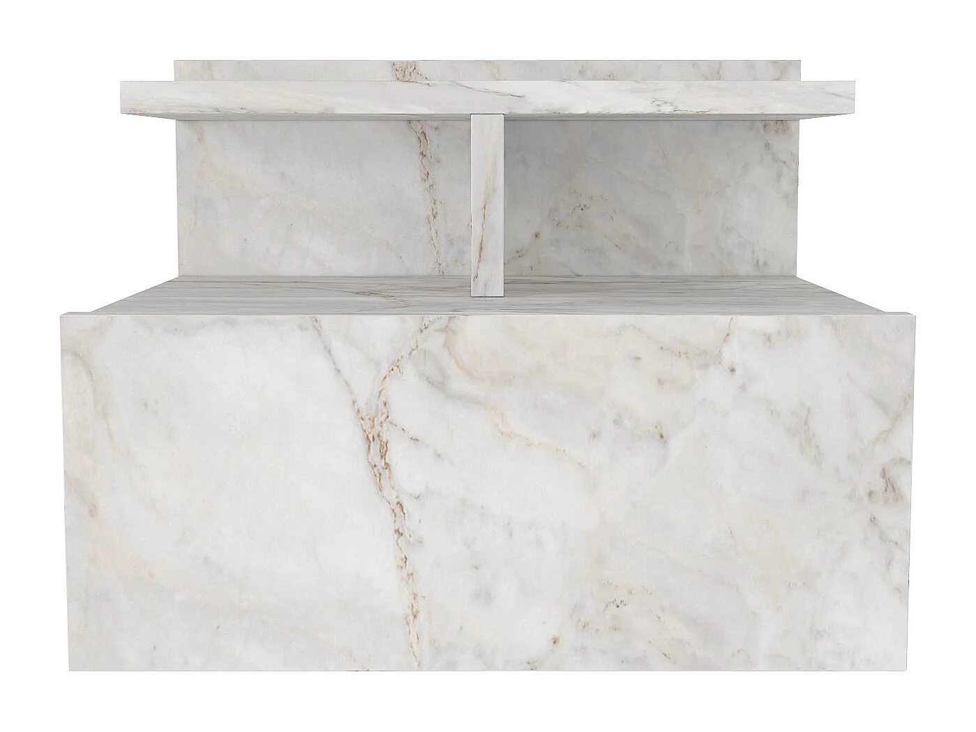 Table de chevet suspendue - 1 tiroir - Effet marbre blanc - AZELNO