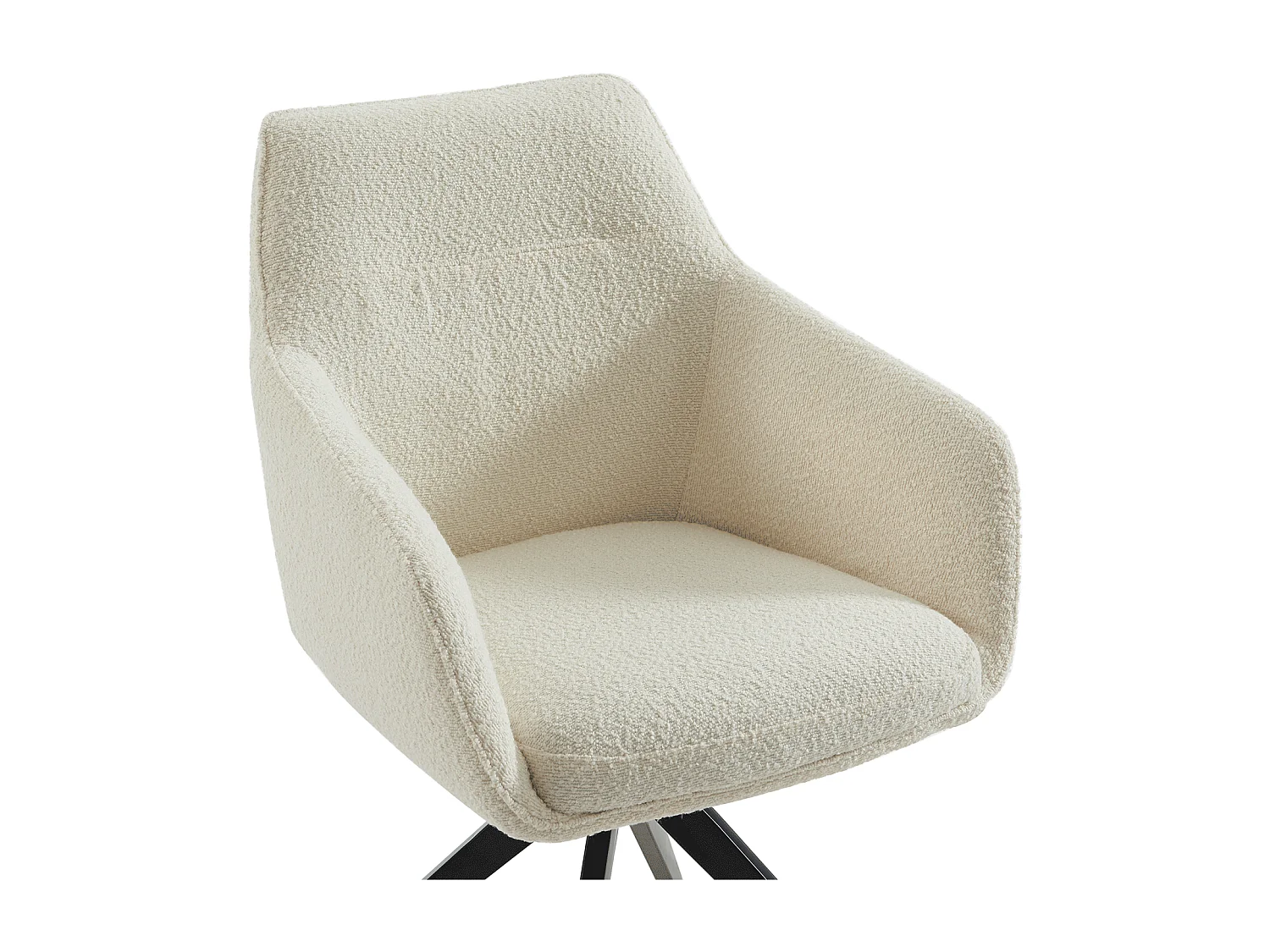 Lot de 6 chaises pivotantes avec accoudoirs - Tissu bouclette et métal noir - Blanc - MUSE