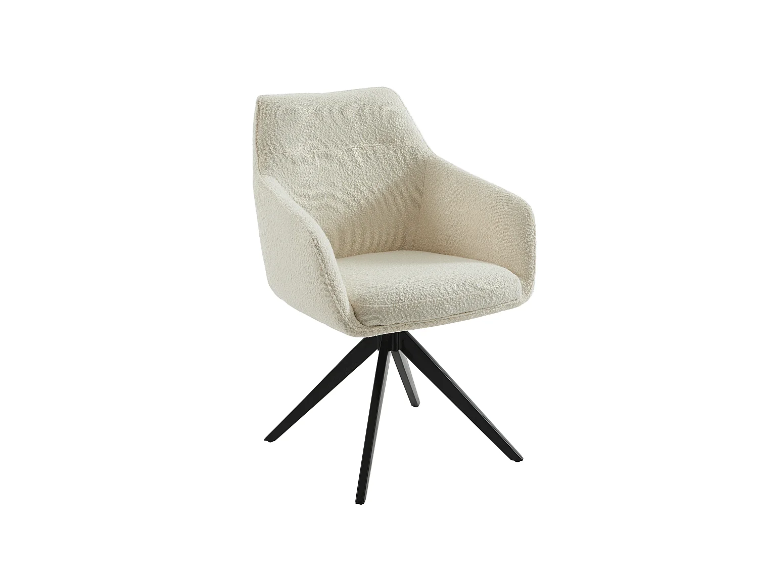 Lot de 6 chaises pivotantes avec accoudoirs - Tissu bouclette et métal noir - Blanc - MUSE